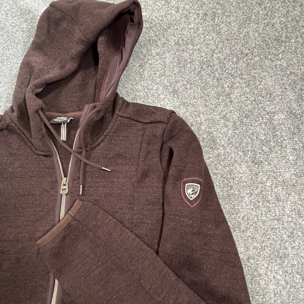KUHL Fleece Jacket Ascendyr Womens Small Burgundy Brown Hoodie Full Zip Gorpcore